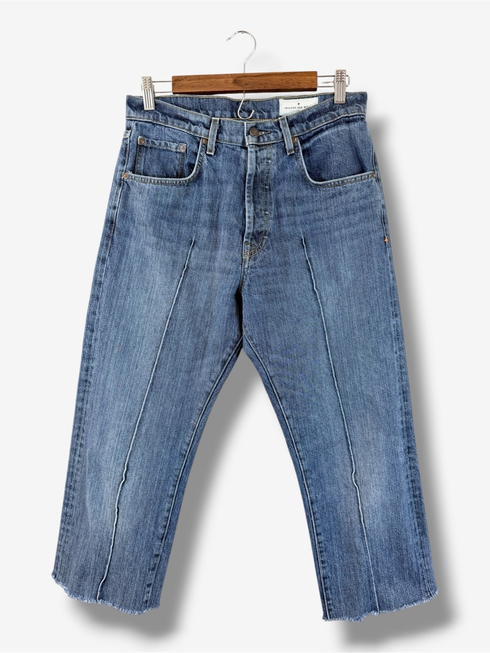 Imogene and Willie Wyatt Cropped Jeans Size 28 Medium Wash Button Fly Raw Hem